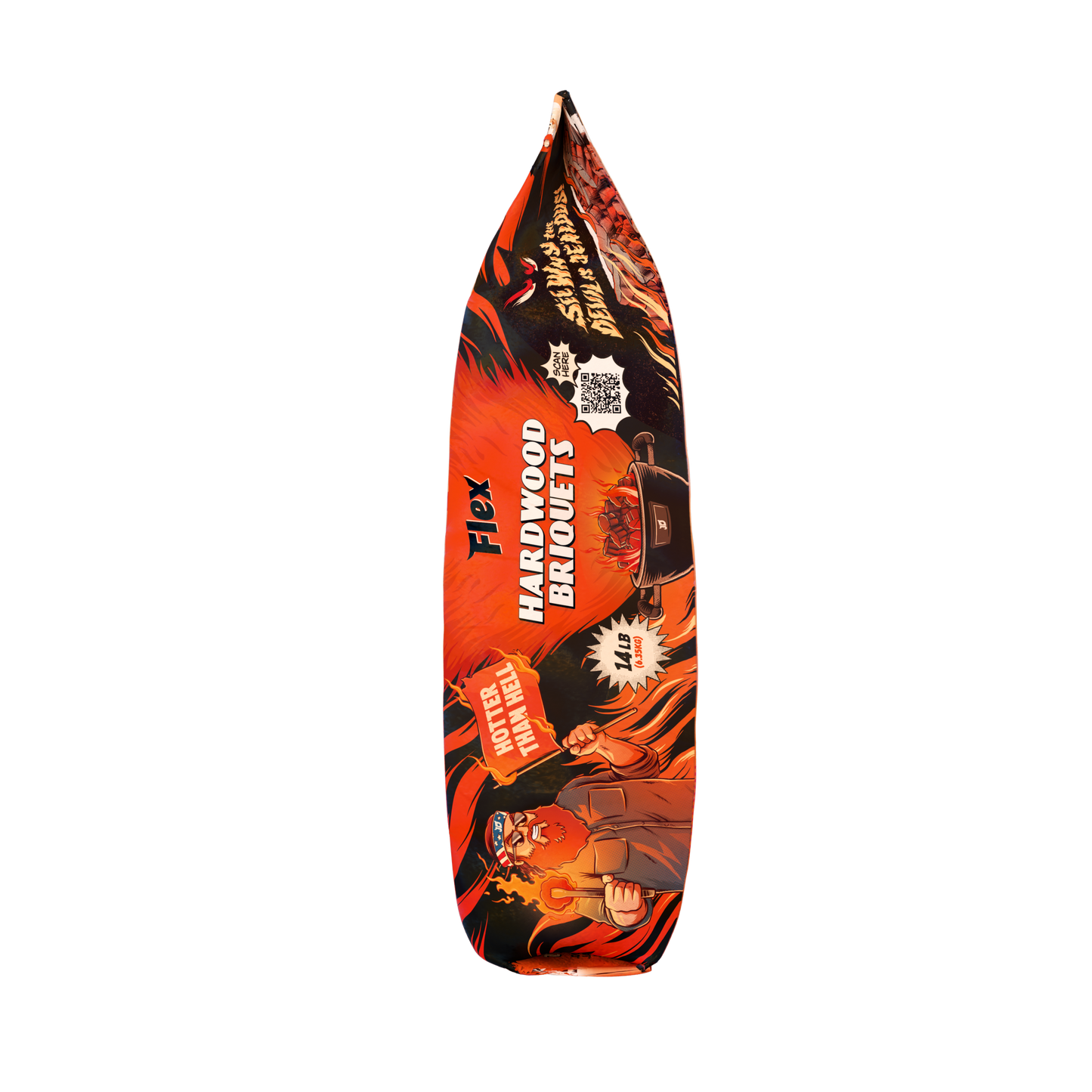 Side packaging of Jealous Devil Flex Hardwood Briquets