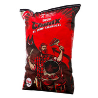 Bag of Deviled Devil XL Lump Charcoal with a graphic of a person grilling on the packaging.