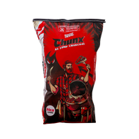 Bag of Chunx XL Lump Charcoal with a graphic of a person grilling on a red background